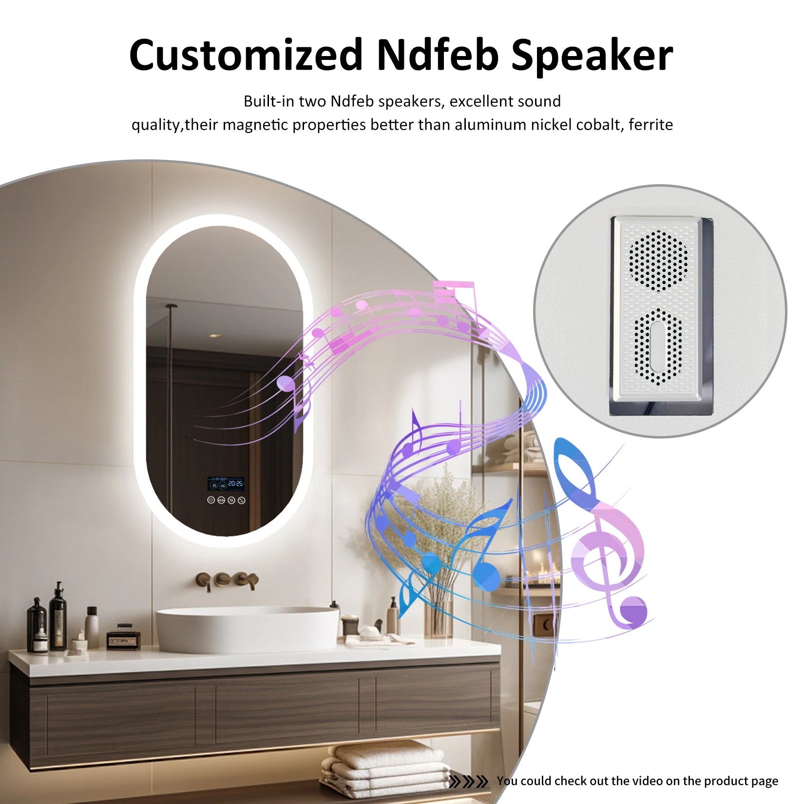 LUVODI Lighted Bluetooth Bathroom Mirror Led Backlit Illuminate Vanity Mirror with Time Date Display Anti-fog - Buy online at  Vibe In Cart.