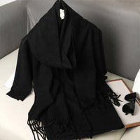 Women's Thick Warm Winter Polyester Scarf with Tassels