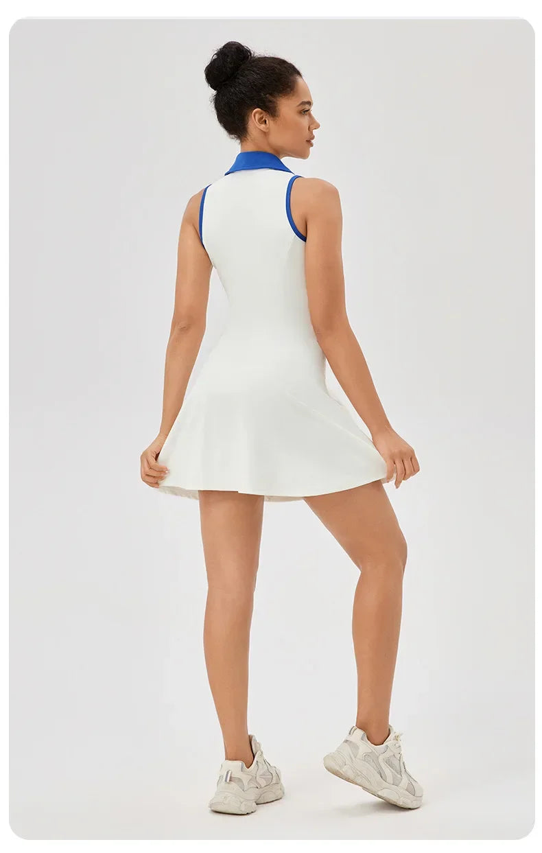 Women Tennis Dress Polo Zipper Collar Slim Skirts Ladies V-neck Breathable Slim Badminton Golf Dresses Quick-Dry Skorts S-XXL - Buy online at  Vibe In Cart.
