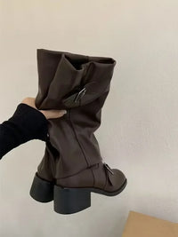 Women's Slip-On Ankle Boots with High Wedge Heels and Fur