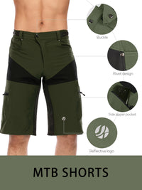 Gym Shorts Man Mountain Bike Shorts Stretch MTB Shorts Quick Dry with Zipper Pocket Suitable for Running，Hiking，Camping - Buy online at  Vibe In Cart.