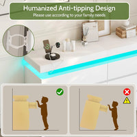 Modern 6-Drawer Dresser，White Storage Cabinet with LED Lights, Wide Chest of Drawers , Organizer for Bedroom,Living Room - Buy online at  Vibe In Cart.