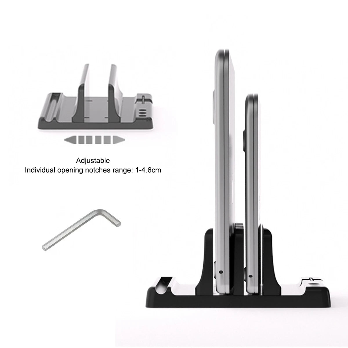 4in1 Adjustable Vertical Dual-Slot Laptop Stand in Abs Plastic