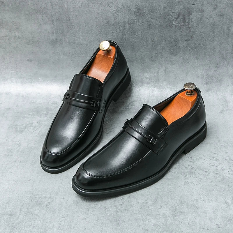 Men's Formal Leather Shoes Classic Style Slip On Loafers Round Toe Breathable Non-Slip Business Dress Wedding Office Casual Shos - Buy online at  Vibe In Cart.