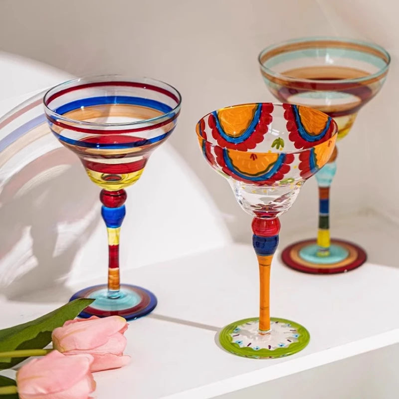 Handmade Colorful Margarita & Champagne Cocktail Glasses Set Creative Design for Home Bar Wedding Party Elegant Unique Drinkware - Buy online at  Vibe In Cart.