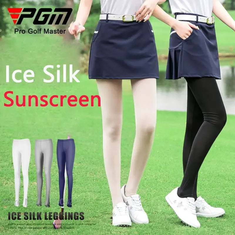 PGM Breathable Female Legging Stocking Sunscreen Women Golf Pants Ice Silk High Elastic Stocking Outdoor Thin Long Leg Sock