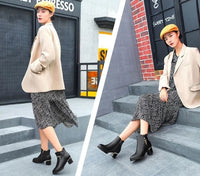 Autumn Winter Black Booties Elegant with Medium Heels Women's Ankle Boots Leather Warm Female Short Shoes Comfortable Boot Sale - Buy online at  Vibe In Cart.