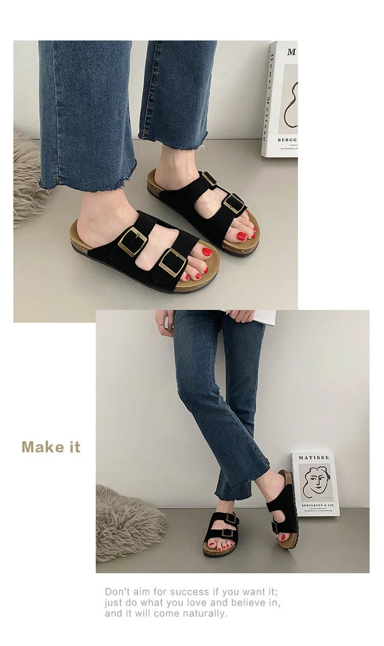 Men's Arch Support Slides Sandals With Adjustable Buckle