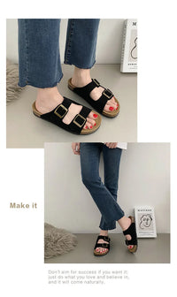 Men's Arch Support Slides Sandals With Adjustable Buckle