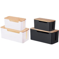 Rectangular Plastic Storage Box with Bamboo for Wires, 1 Piece