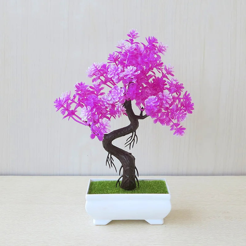 Artificial Plastic Potted Bonsai Tree for Desktop Decoration