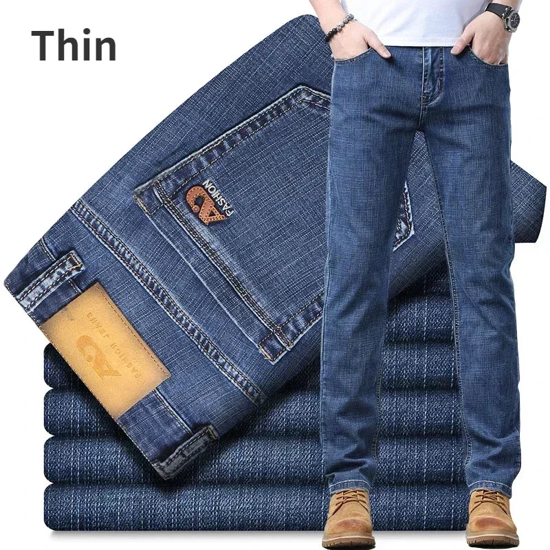 Men's Slim Fit Stretch Denim Casual Jeans for All Seasons