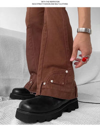 2025 Y2K Fashion Vintage Brown Baggy Flare Jeans Pants For Men High Street Hip Hop Women Casual Cotton Long Trousers Pantalon - Buy online at  Vibe In Cart.