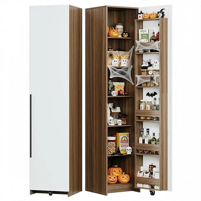 70" Pantry Storage Cabinet, Single Cabinet Pantry, Freestanding Tall Narrow Cupboard with 11 Adjustable Shelves for Dinin - Buy online at  Vibe In Cart.