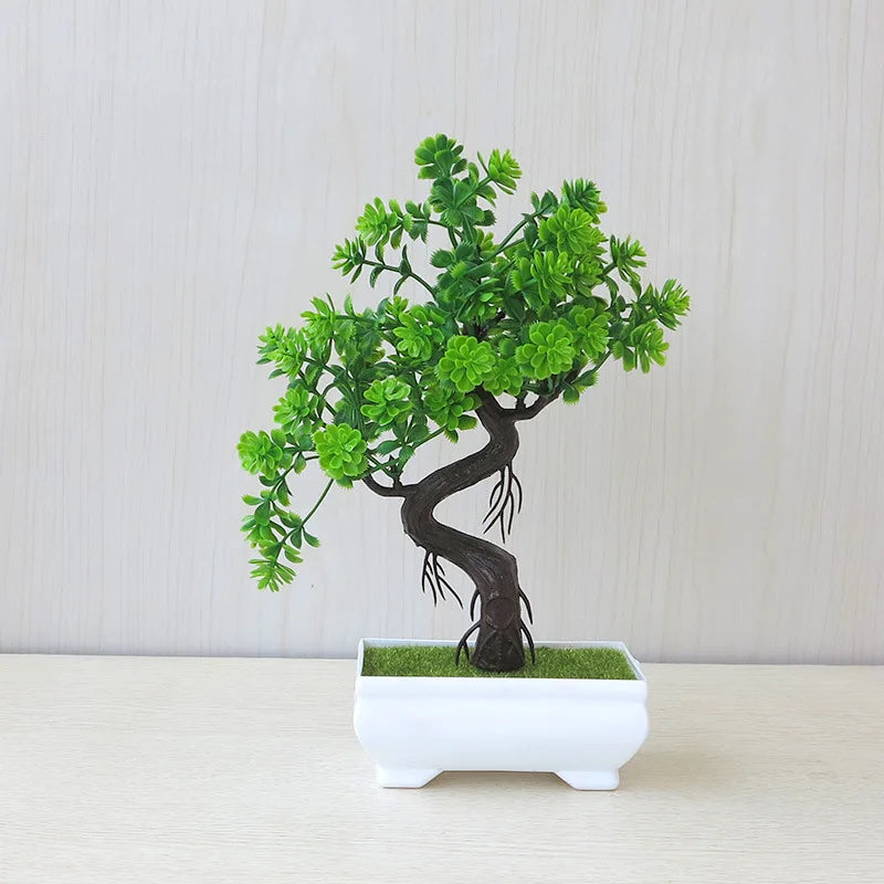 Artificial Plastic Potted Bonsai Tree for Desktop Decoration