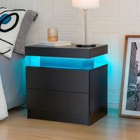 Cubehom LED Nightstands with 2 Drawers, End Table with RGB LED Lights for Bedroom Living Room, White Bedside Table - Buy online at  Vibe In Cart.