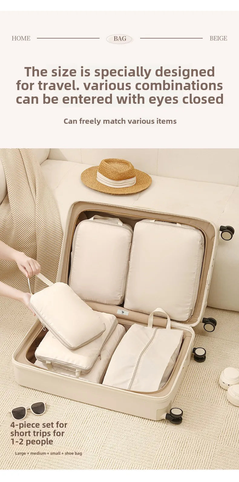 Travel Compression Packing Cubes 4-Piece Set Waterproof