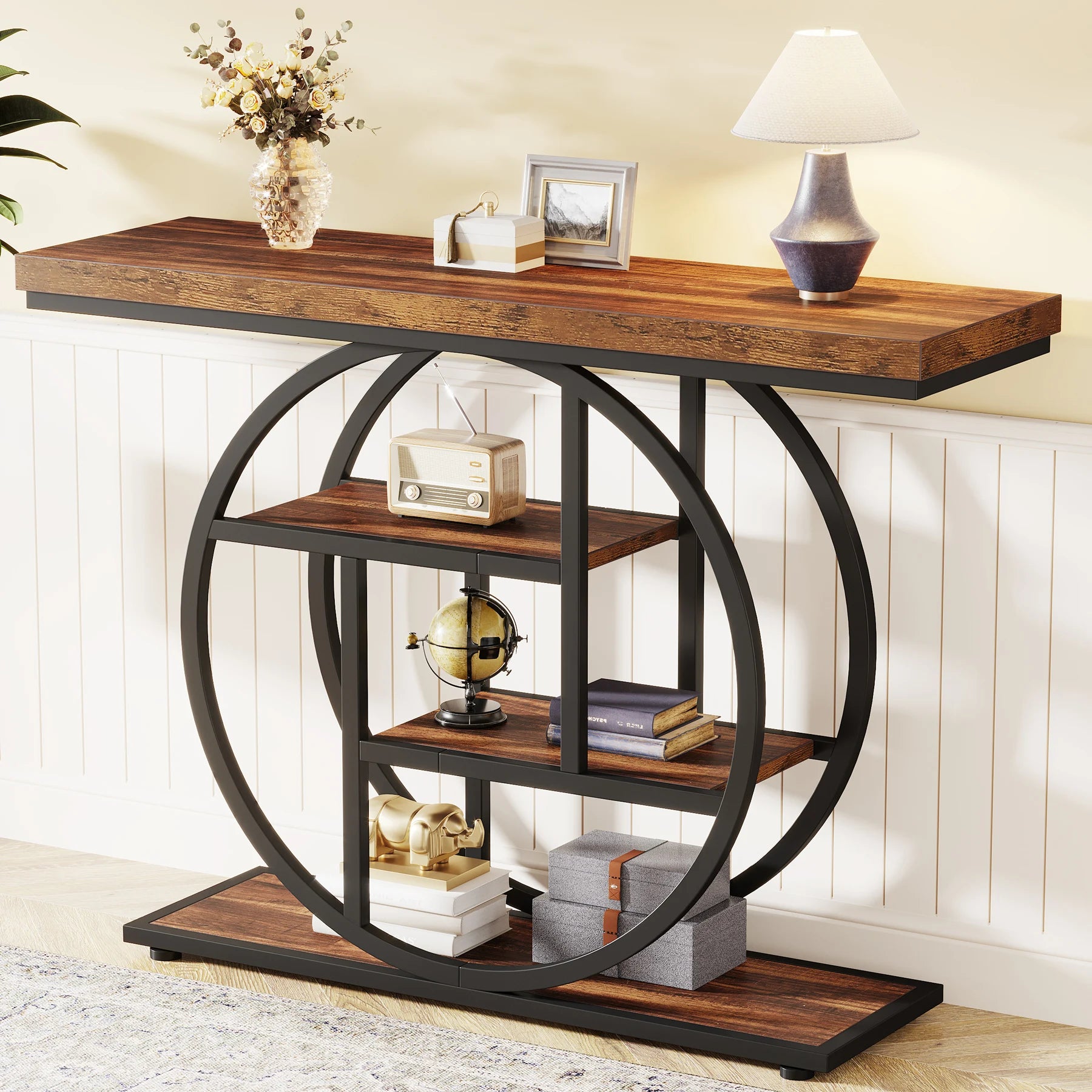 4-Tier Industrial Console Table, 41.3-Inch Metal for Entryway
