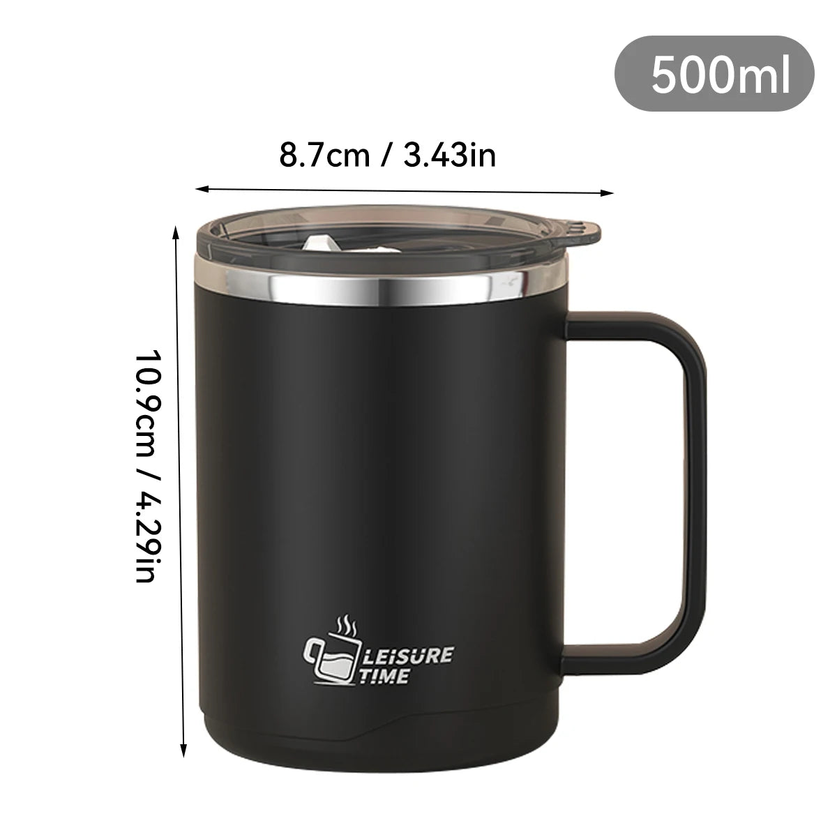 500ml Double-layer Mug 304 Stainless Steel Insulated Coffee Cup With Handle Portable Sealed Water Cup Drinkware For Student Kid - Buy online at  Vibe In Cart.
