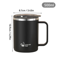 500ml Double-layer Mug 304 Stainless Steel Insulated Coffee Cup With Handle Portable Sealed Water Cup Drinkware For Student Kid - Buy online at  Vibe In Cart.
