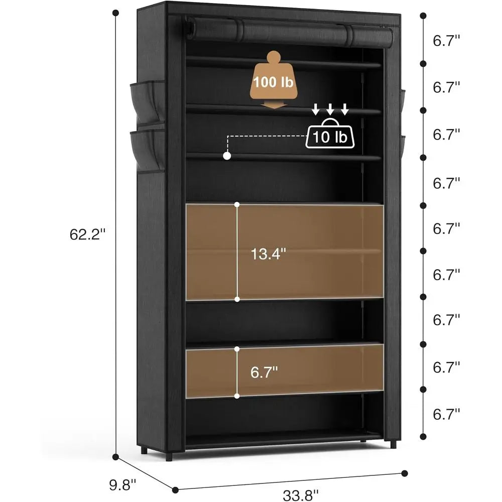 10-Tier Vertical Shoe Organizer with Covers - Large Capacity Storage for 40 Pairs, Space-Saving Shoe Rack for Home, Closet, Entr - Buy online at  Vibe In Cart.