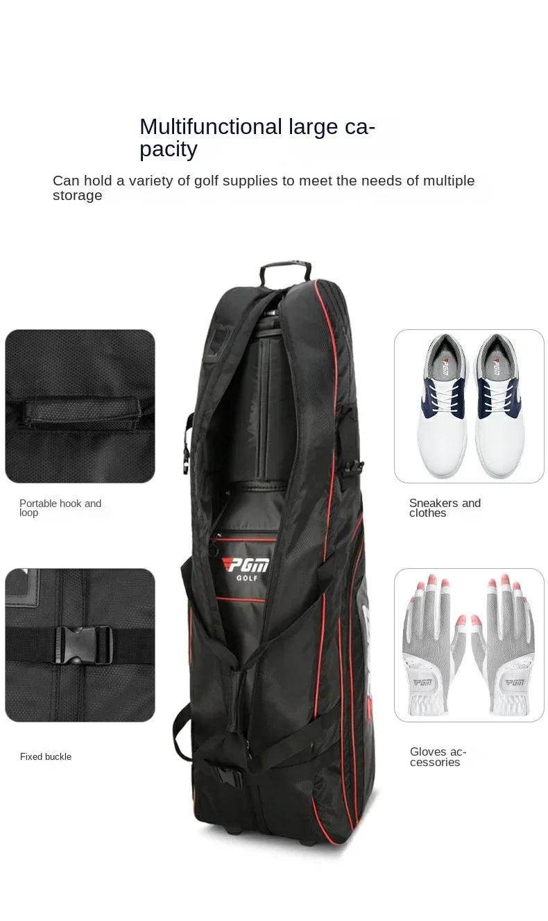 Foldable Nylon Golf Travel Bag with Wheel and Stand