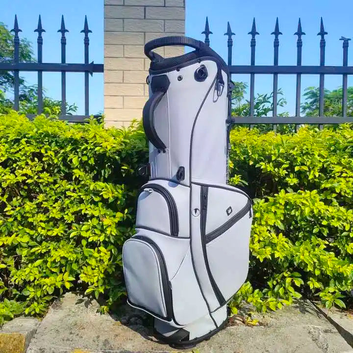 Golf Stand Bag 514 Way Waterproof PU Leather Polyester Black Gray