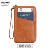 Multifunctional Travel Passport Wallet with RFID Protection in Microfiber Leather