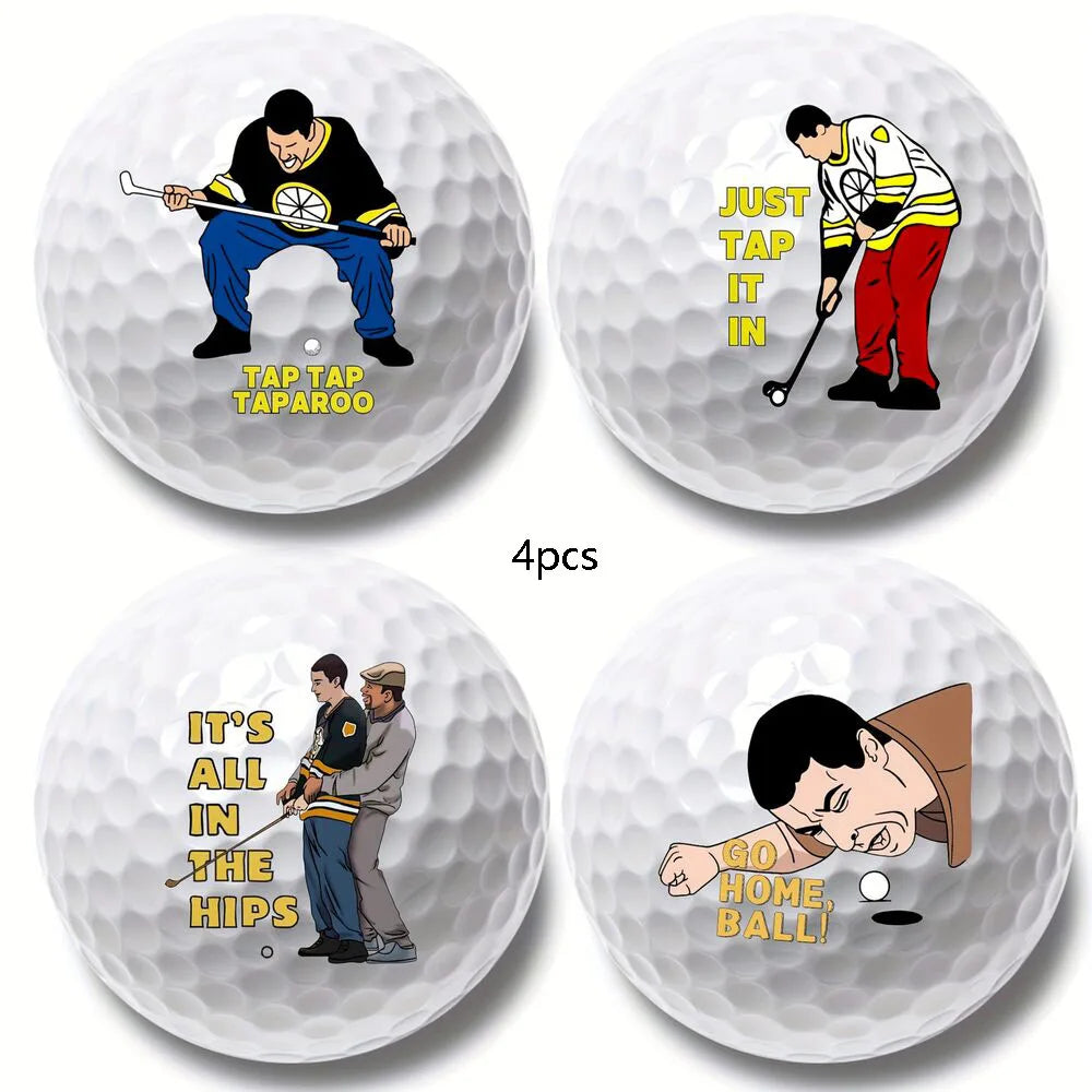 Pack of 4 Standard Size Novelty Golf Balls Gift Set for Golf Enthusiasts