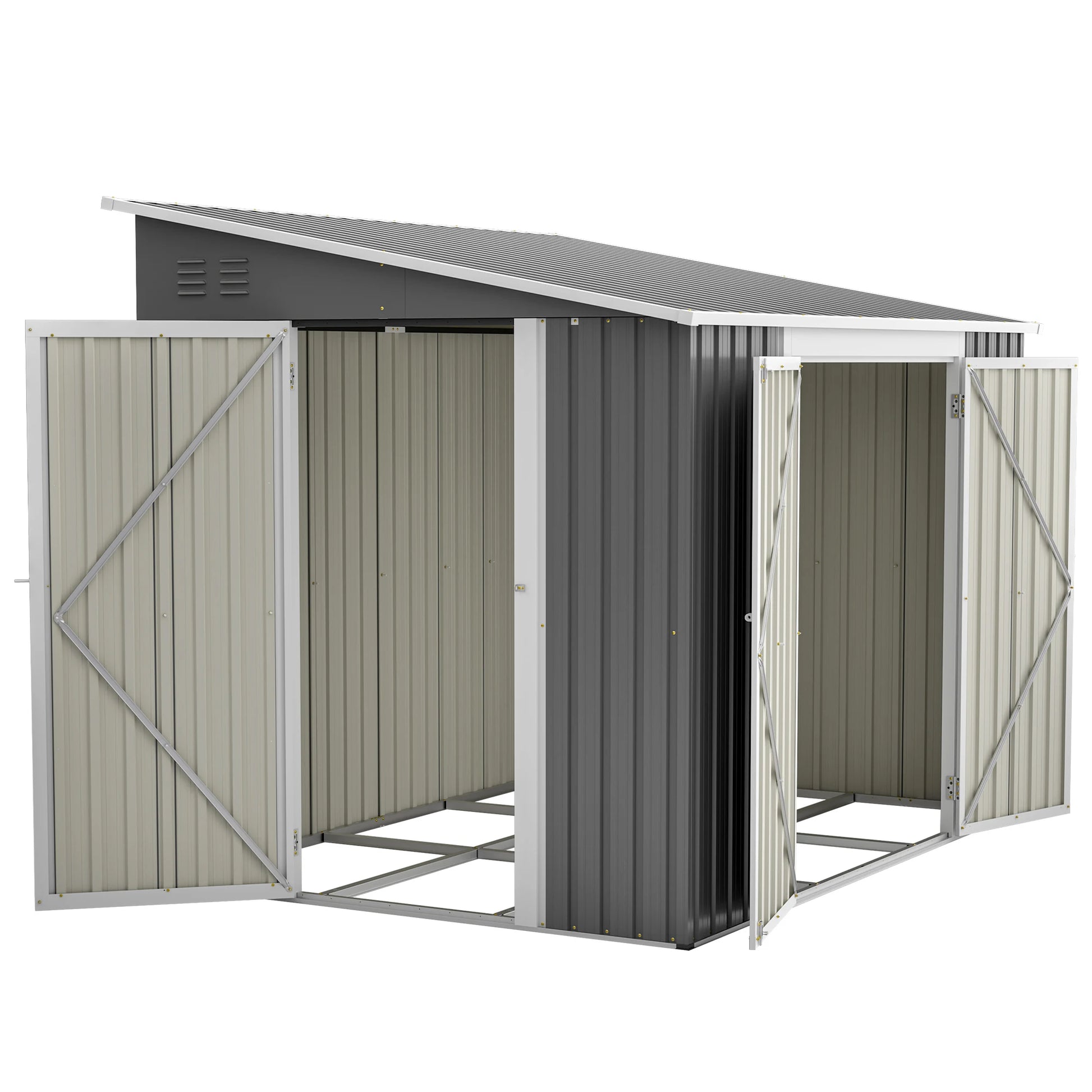 LZBEITEM 6 x 8 FT Metal Outdoor Storage Shed, Garden Tool Storage House with 2 Lockable Door for Backyard, Patio, Lawn, Gray - Buy online at  Vibe In Cart.