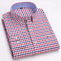 Men's Long Sleeve 100% Cotton Oxford Plaid Shirt