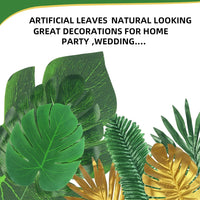 Artificial Tropical Palm Leaves Hawaiian Luau Jungle Party Golden Stems Leaf Decoration Table Wedding Birthday Decor Fake Plants - Buy online at  Vibe In Cart.