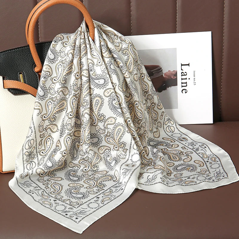 Square Satin Silk Scarf for Women, Casual All Seasons