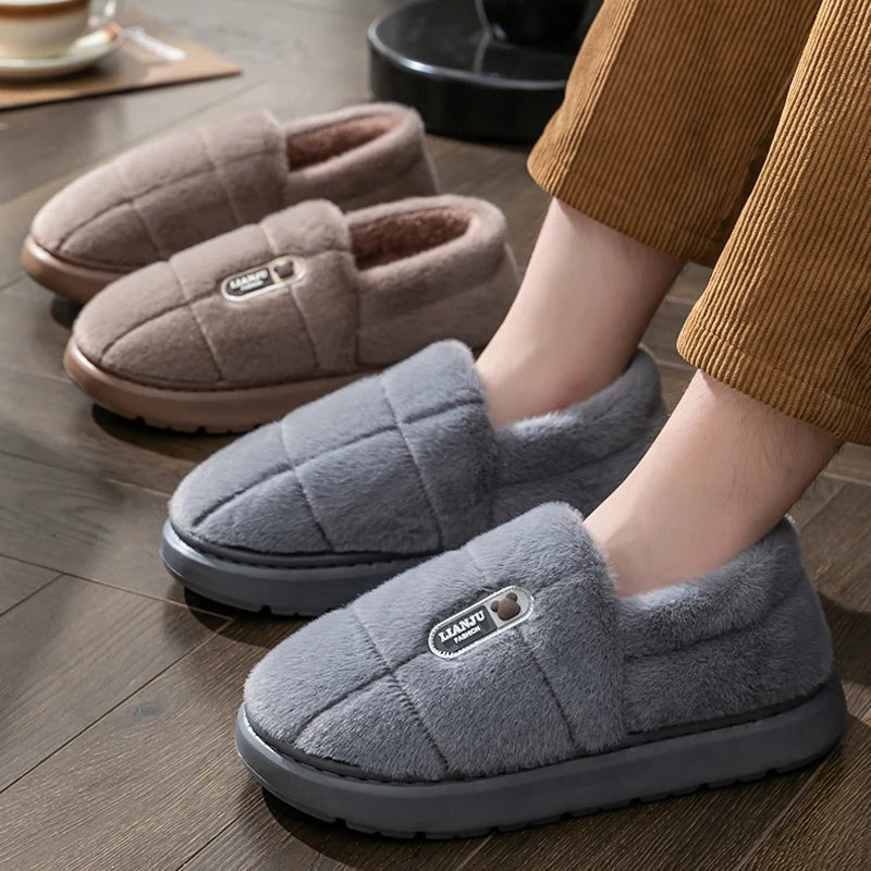 Men's slippers Winter Solid Color Wrap Heels Plush Slippers Non-slip Warm Women Men Home Casual Cotton Shoes Big Size 50 51 - Buy online at  Vibe In Cart.