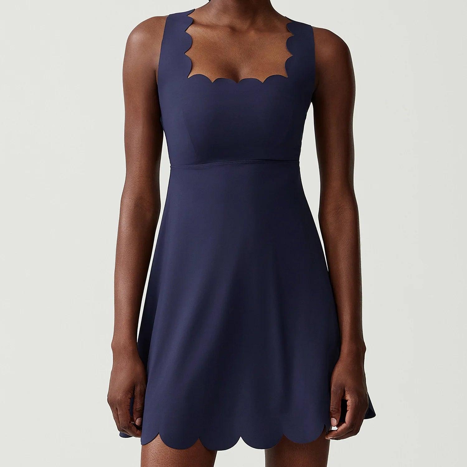 Women's Solid Color Nylon Lycra Yoga Tennis Dress, Above Knee Length