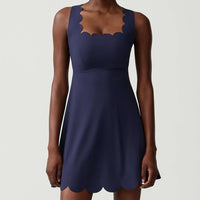 Women's Solid Color Nylon Lycra Yoga Tennis Dress, Above Knee Length