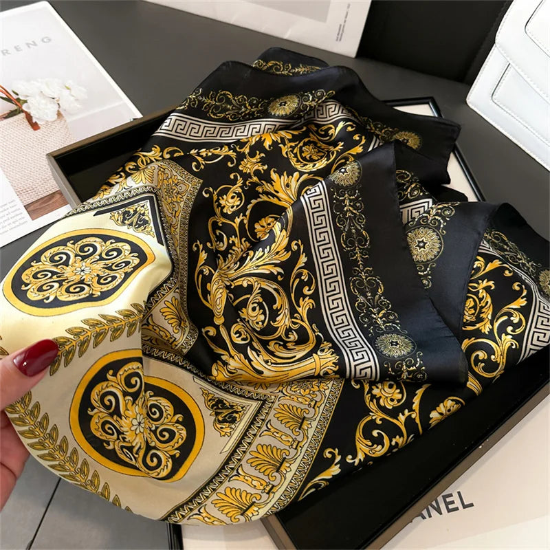 Women's 70x70cm Square Silk Scarf Shawl Headband