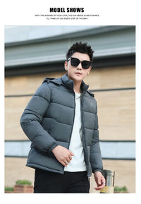 Men's Hooded Thermal Windproof Winter Jacket with Detachable Hood