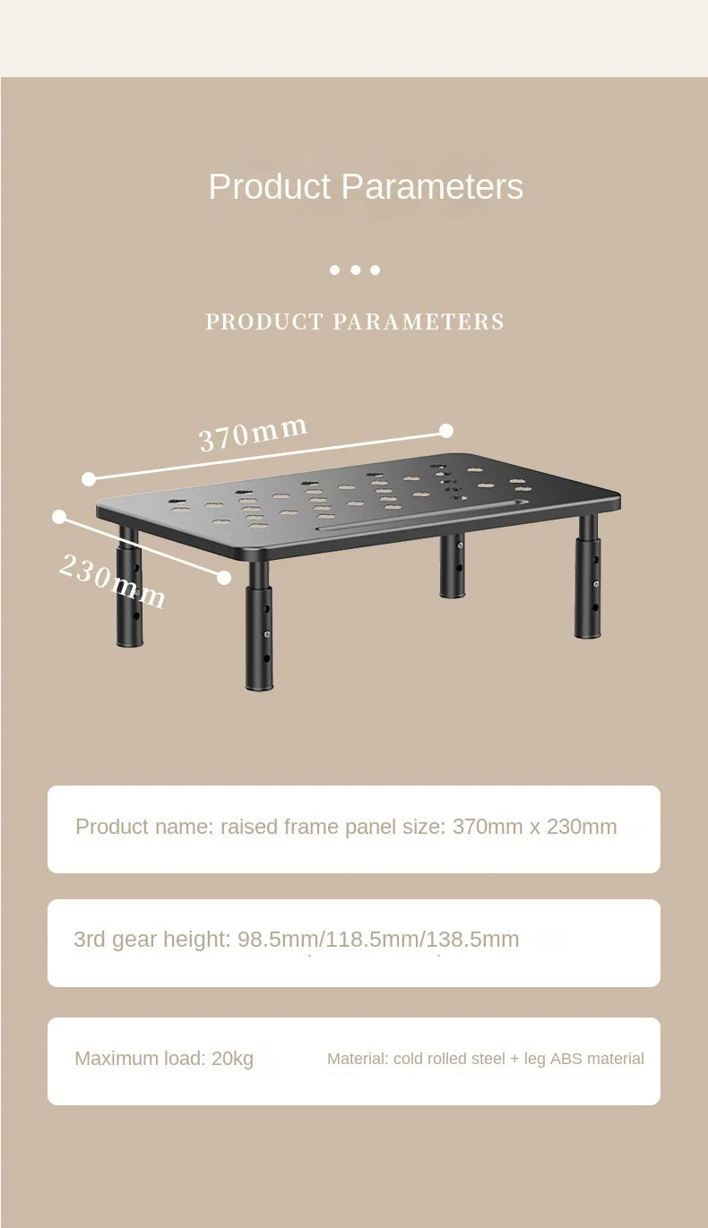 Adjustable Height Desk Monitor Stand for Laptops up to 20 Inches