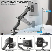 Adjustable Gas Spring Single Monitor Arm for 13-32 Inch Screens with Clamp Stand
