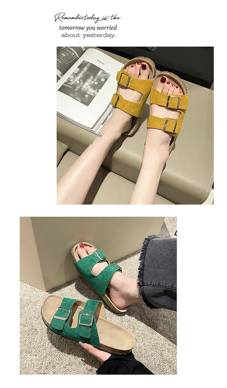 Men's Arch Support Slides Sandals With Adjustable Buckle