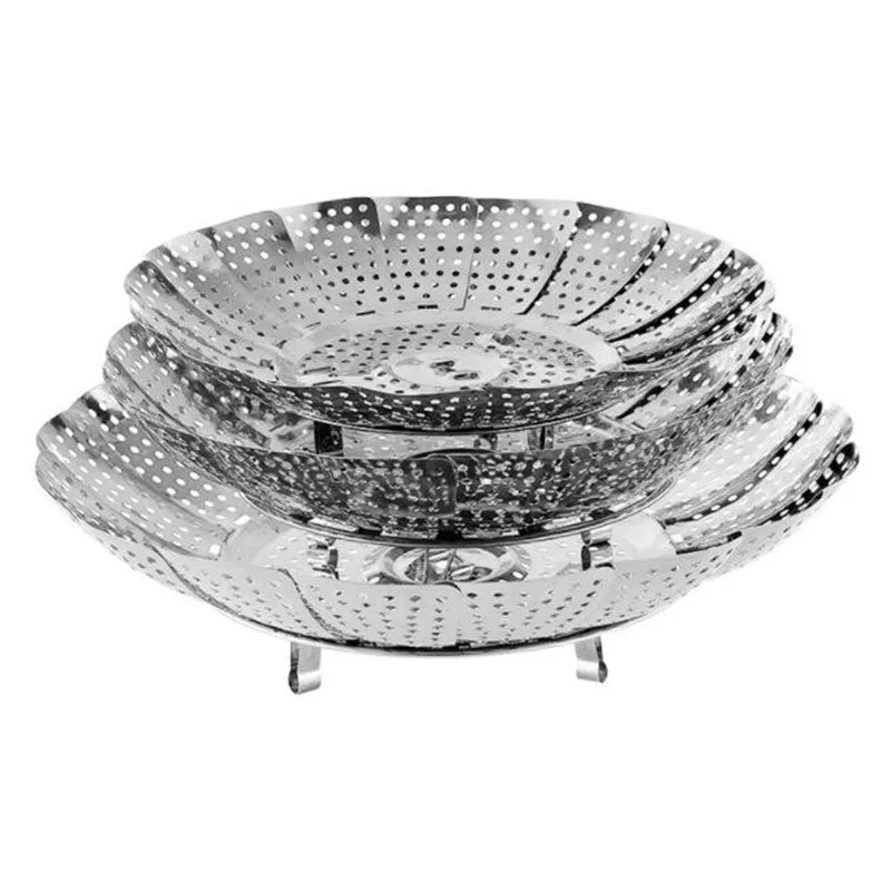 Folding Stainless Food Steamer Vegetable Fruit Food Basket Mesh Steamer Rack Cookware Utensils for Cooking Steam Dia.21/26/28cm - Buy online at  Vibe In Cart.