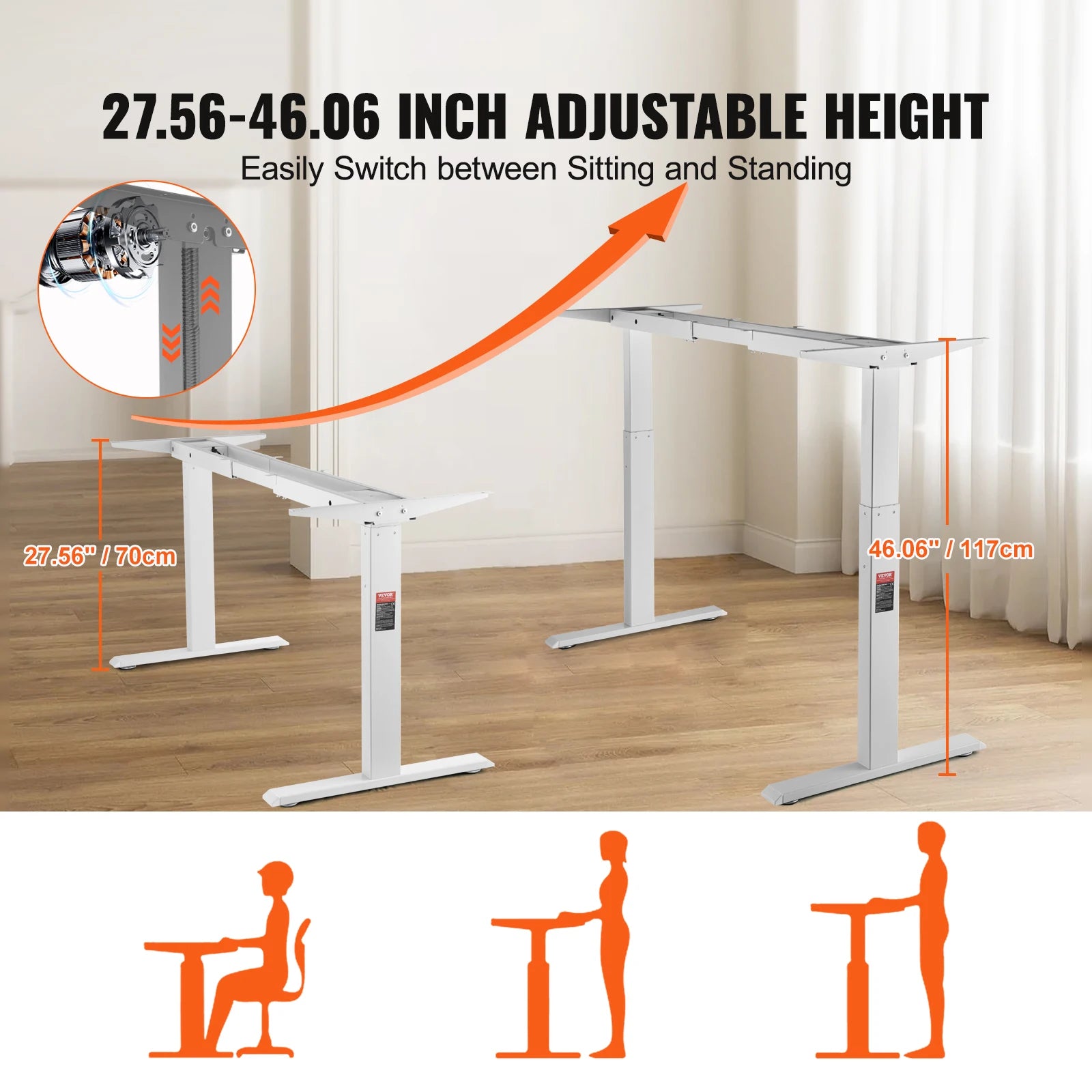 SucceBuy Standing Desk Frame  Electric Stand Up Computer Desk Legs Ergonomic DIY Workstation Base for Home Office Black white - Buy online at  Vibe In Cart.