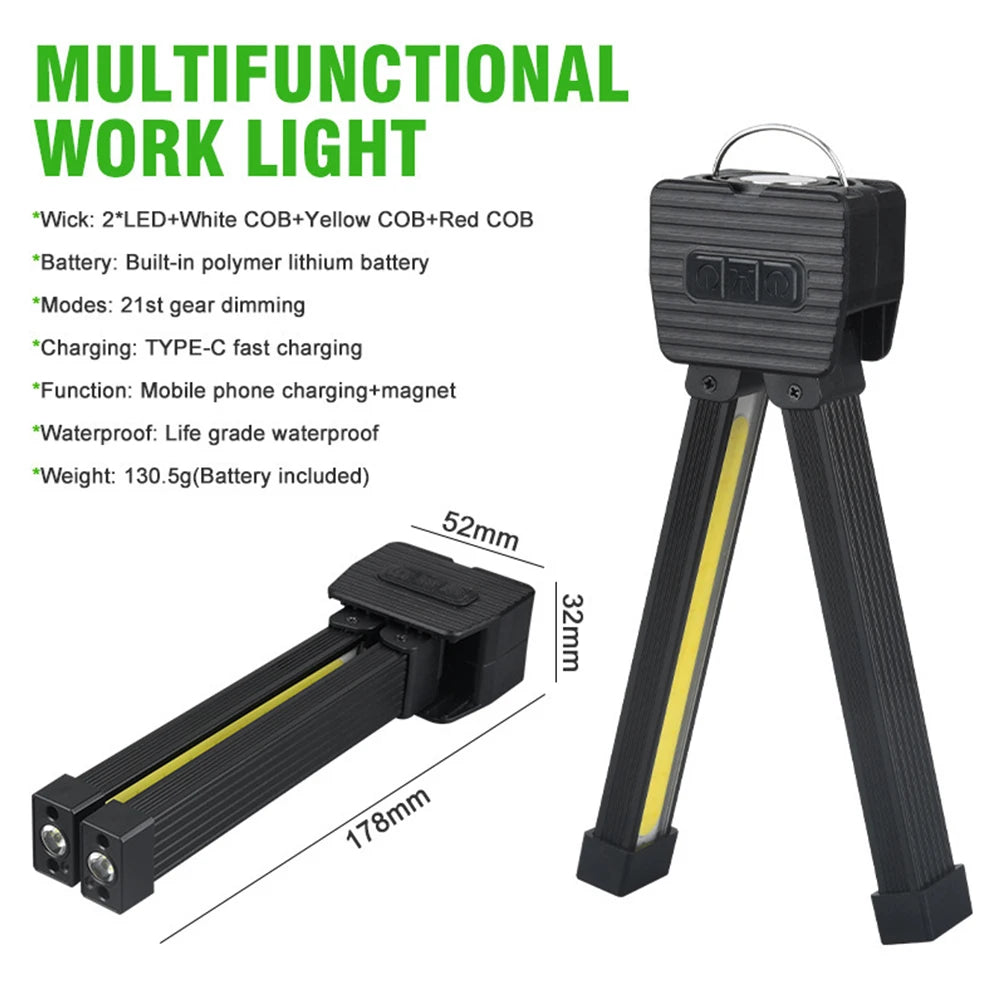 Gym Lamp for Posing 7th Gear Dimming Portable Magnet LED Flashlight with Hanging Hook Handheld Rechargeable Worklight for Garage - Buy online at  Vibe In Cart.