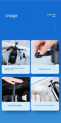 2L Hand Pump Foam Sprayer with 3 Types of Nozzle Hand Pneumatic Foam Cannon Snow Foam Car Wash Spray Bottle Car Window Cleaning - Buy online at  Vibe In Cart.