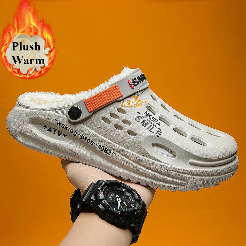 Winter Men Slippers Warm Furry Garden Shoes Soft Indoor Home Cotton Shoe EVA Plush Slides Casual Outdoor Comfortable Fur Clogs - Buy online at  Vibe In Cart.