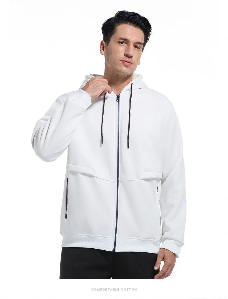 Men's Winter Fleece Jacket with Zipper and Pockets