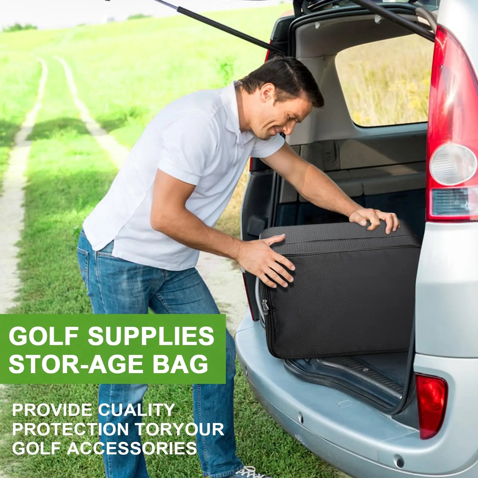 2 Layers Canvas Waterproof Golf Trunk Organizer for Car