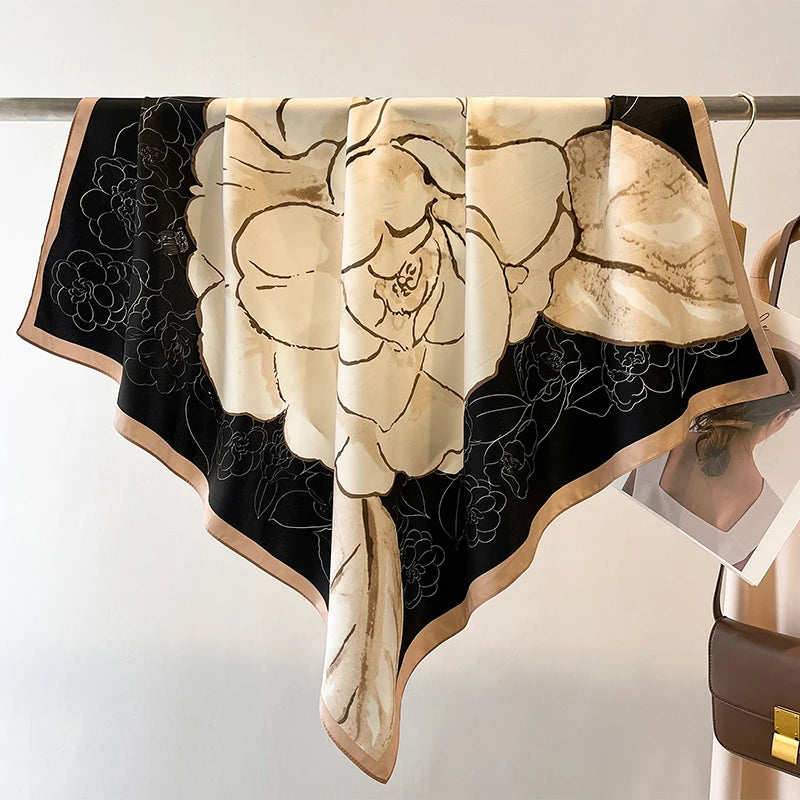 Women's Square Twill Scarf, 90x90 cm, for All Seasons