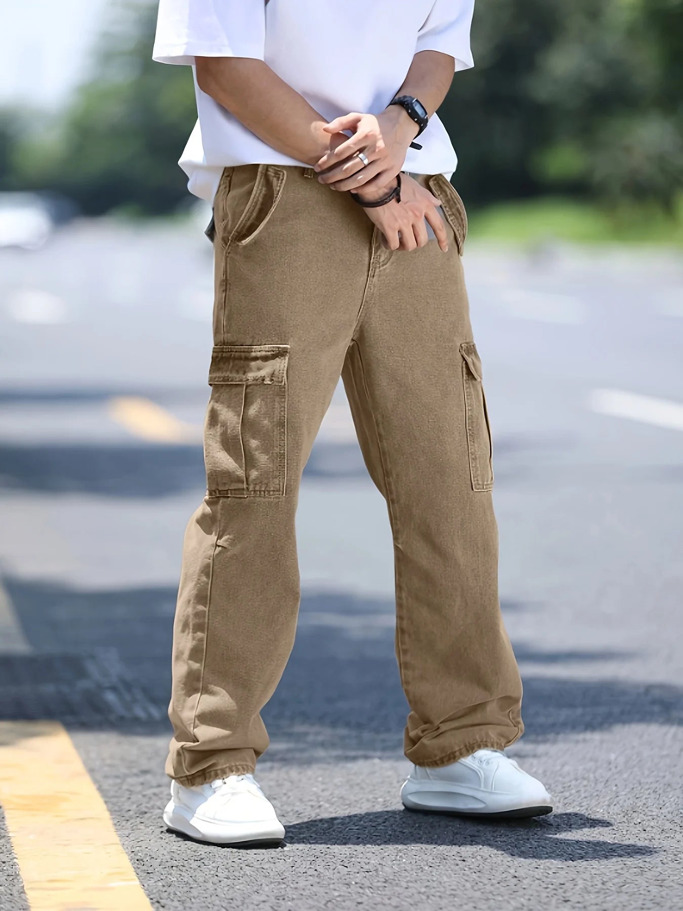 Men's multi pocket denim work pants straight leg denim pants - Buy online at  Vibe In Cart.